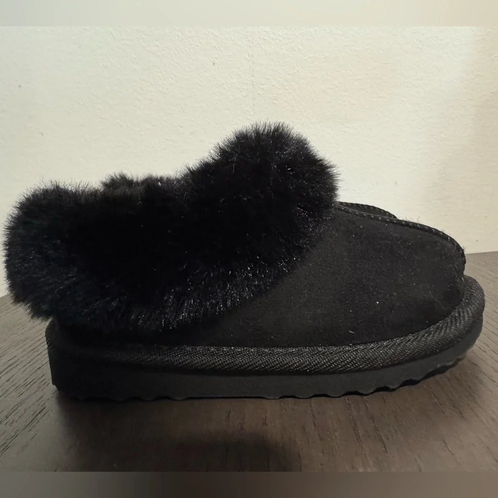 Toddler Piper Faux Fur Cuff Scuff Slippers Boots‎ Cat & Jack 9 black boys girls